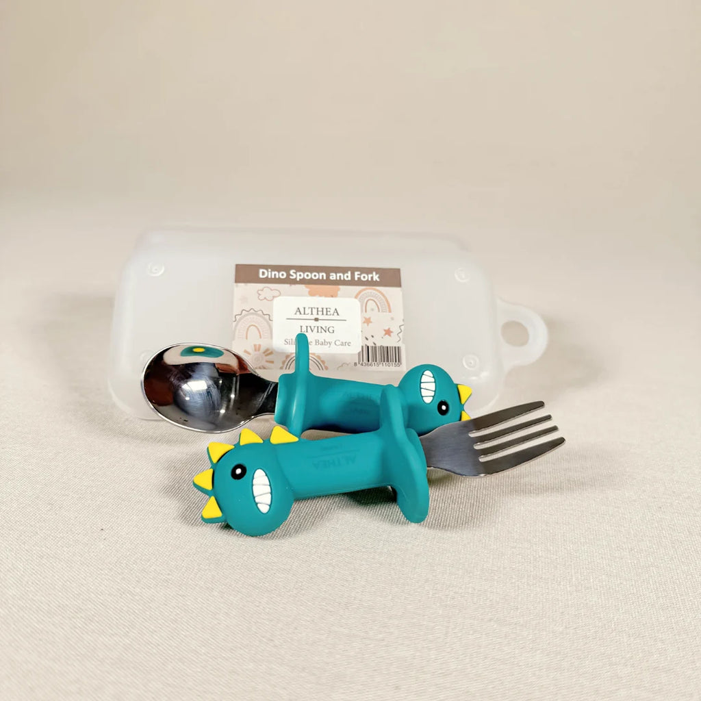 Cubiertos ergonómicos con forma de dinosaurio