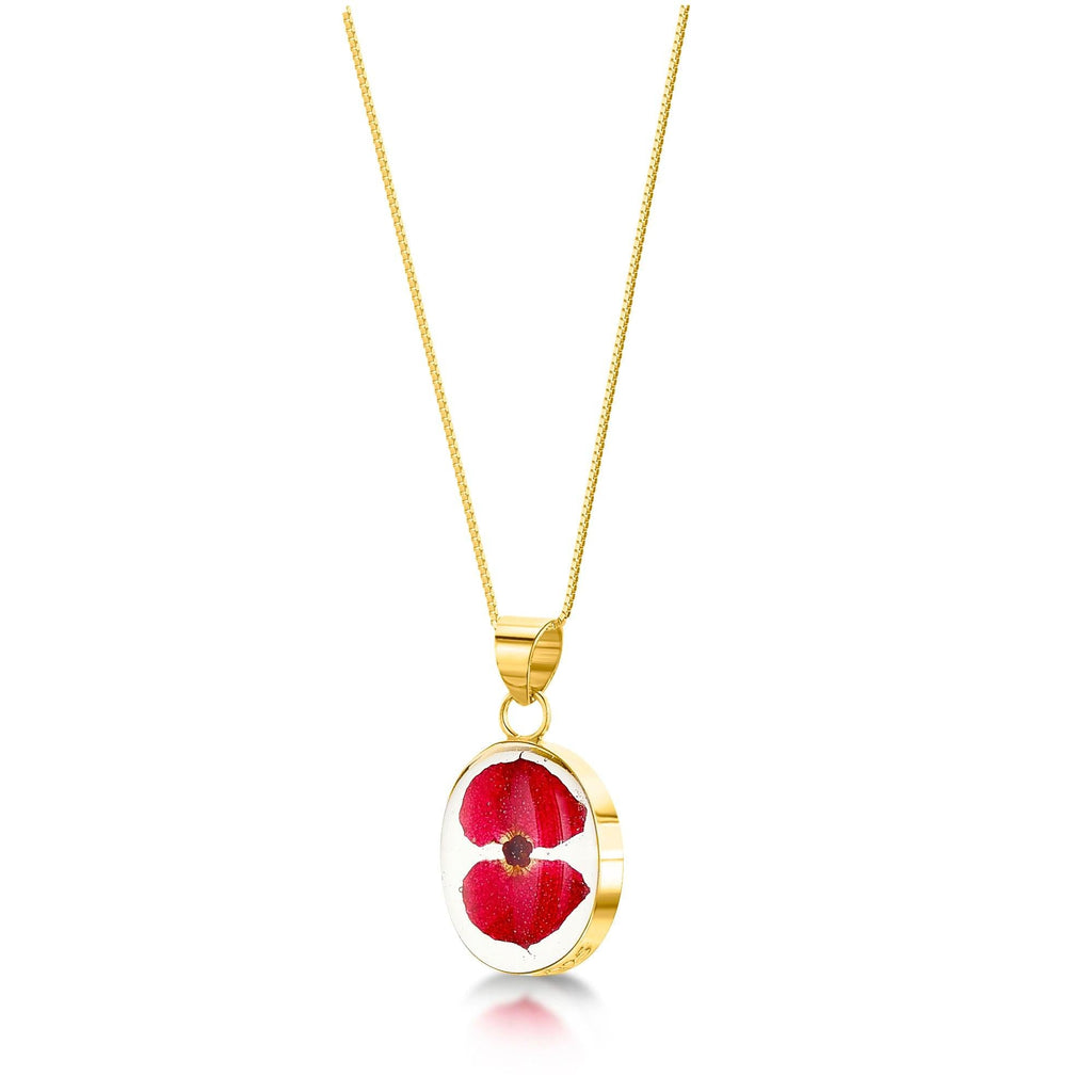 Poppy Oval Pendant Necklace - Gold plated Silver
